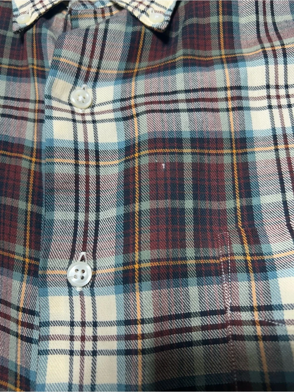 Ralph Lauren Men's XL Plaid Button-Down Shirt - Burgundy, Cream & Blue